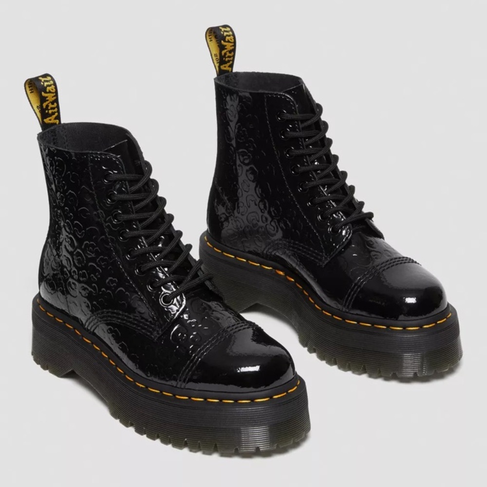 NEW! Dr Martens Sinclair Leopard Emboss Patent Leather Platform Boots Sz W8 UK 6